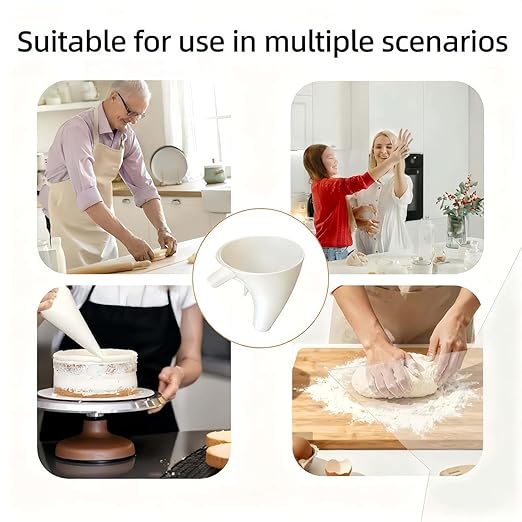 Flour Funnel for KitchenAid Mixer - Compatible with 5 Qt & 4.5 Qt Bowl-Lift Models | Dishwasher Safe, Anti-Splash Design for Mess-Free Baking | Includes 2-Piece Set (White)