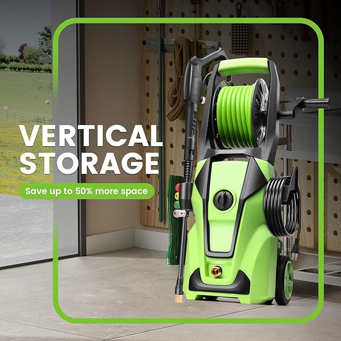 Pressure Washer 5000 PSI Adjustable Pressure, Power Cleaners Powered with 33ft Pressure Hose, 4 Nozzles and 500ml Foam Cannon, Cleaner Machine for Home, Car, Green