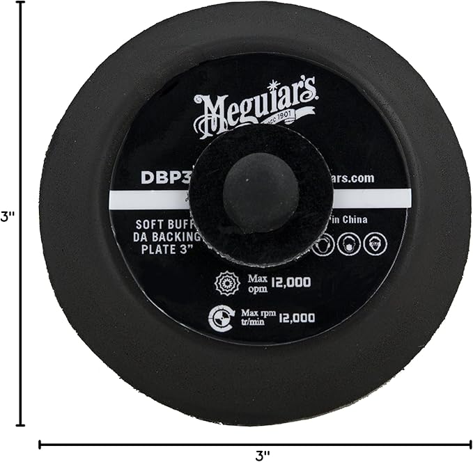 Meguiar's 3" Soft Buff DA Backing Plate DBP3-3 Inch Backing Plate, Hook and Loop for Machine Polishing with Foam and Microfiber Discs, Professional DA Polisher Backing Plate, 1 Backing Plate