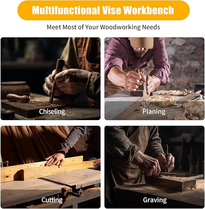 Portable Workbench Hard Woodworking Vise for Workbench, Desktop Work Table Work Bench with G-Type Fixing Clips and Limit Blocks, for Home, Woodworking Studios, Fixed for Processing Wood