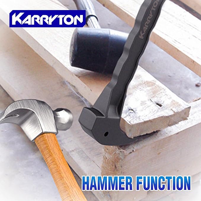 4-Piece Heavy-Duty Pry Bar Set – 12" & 10" Utility Claw Pry Bars, 15" Flat Pry Bar, 8" End Cutting Pliers | CR-V Steel Nail Puller Tool with Hammer-Function & Ergonomic Grip