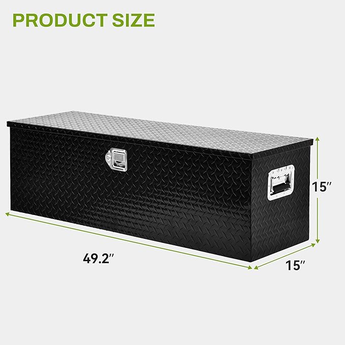 AUTOSAVER88 48 Inch Truck Bed Tool box, Heavy Duty Aluminum Diamond Plate Tool Box Chest, Waterproof Chest Storage Box with Sliding Shelf and Lock for Trucks, Trailers, RVs, Warehouses