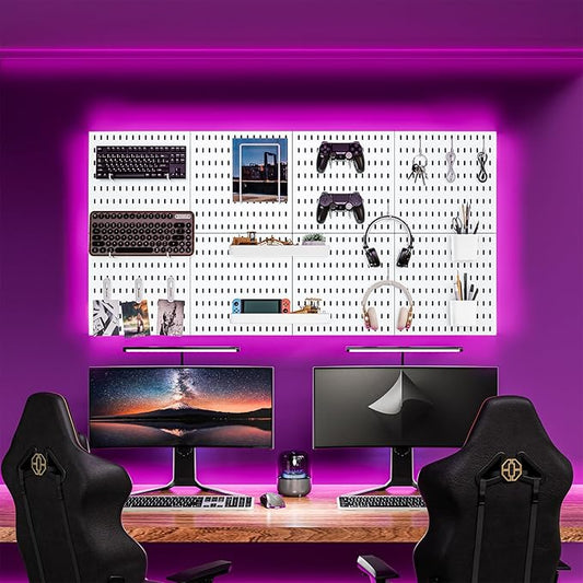 Wall-Mounted Pegboard Kit, 25.2" x 25.2" Organizer Panel – Large, Cost-Effective & Nail-Free Installation White