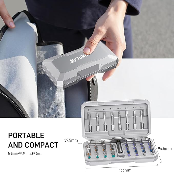 42 in1 Magnetic Screwdriver Set Precision Multi Bit Ratchet T Handle Repair Kit for Electronics, Phone, Laptop, Watch, Eyeglasses – Portable Tool Set for Home & DIY(Light Grey)
