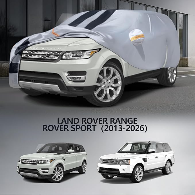 Multi-Layer Car Cover Custom Fit for Land Rover Range Rover Sport(2013-2026), 100% Waterproof All Weather for Automobiles, Gift with Towel, Heavy Duty Car Covers for Rain Sun UV Protector with Zipper