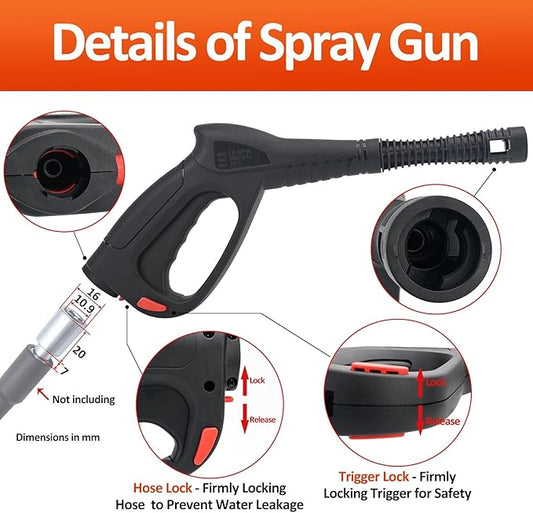 Bear Force Replacement Pressure Washer Spray Gun Kit With Lance, 5 Spray Tips, Turbo Nozzle & Holder - Compatible With Portland, Husky, Ford, Pulsar, ShopForce, Taskforce Powerwasher