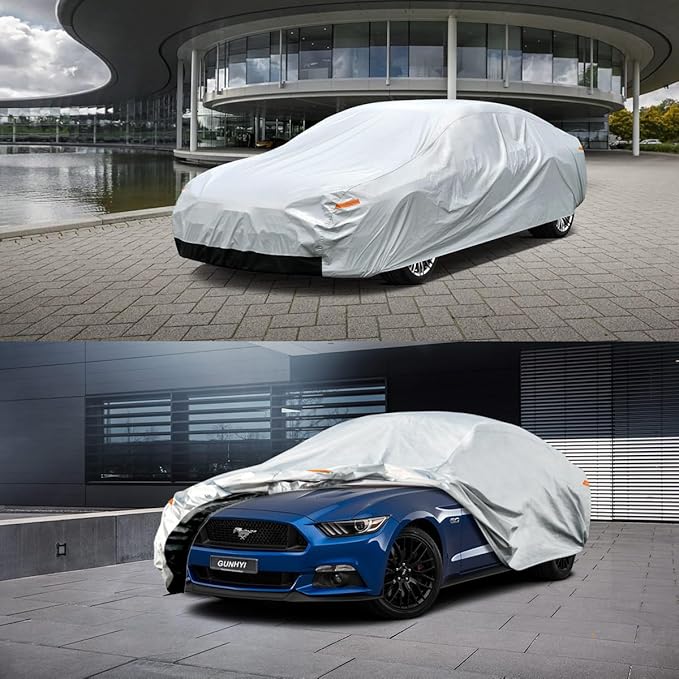 6 Layers Sedan Car Cover Waterproof All Weather, 100% Waterproof Outdoor Car Covers Full Exterior Covers for Automobiles Sedan Hatch SUV Rain Sun UV Dust Protection. Size A7 (See Size Chart)