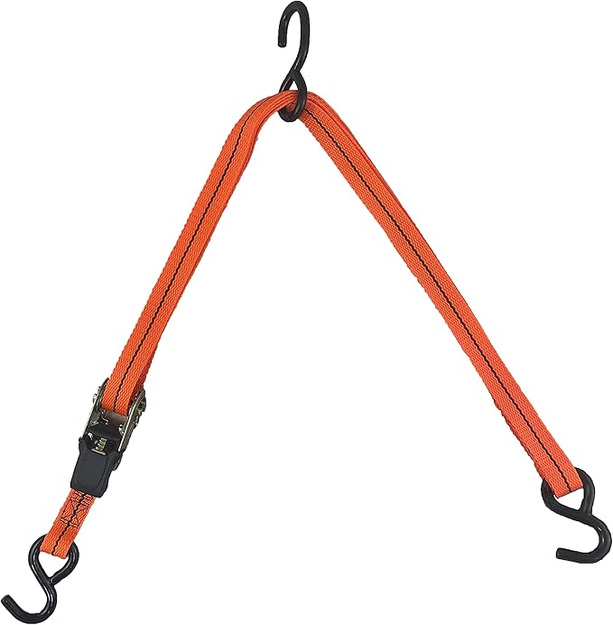 Cajun Tie Downs - 3 Point Tie Down Ratchet Strap for Jet Ski, Sea Doo & Wave Runner (8 Feet, Orange)