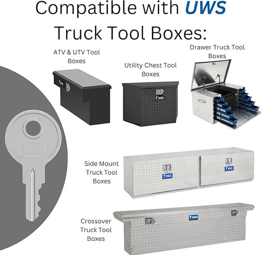 Robby's Cloud CH509 Replacement Key for Truck Tool Boxes and Paddle Handle Tool Boxes Marked CH-509-1 Keychain Included - Key style May Vary (4 Pack)