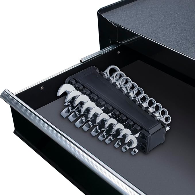 20-Piece Metric and SAE Premium Stubby Combination Wrench Set with Storage Rack | Metric 10mm to 19mm, SAE 5/16” to 7/8”, No Skipped Size | Cr-V Steel, Mirror Chrome Finish, Short Length and Slim Body