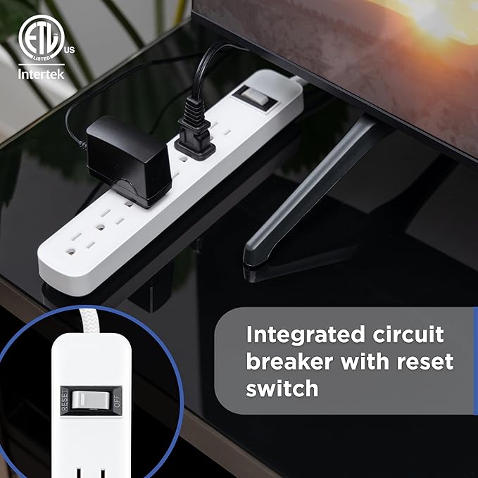 GE Surge Protector Power Strip Combo Pack with Multiple Outlets, 6 Outlet & 2 Outlet 2 USB-C, 245 Joules, 2ft Braided Cords, Flat Plugs, ETL Certified, White, 86076