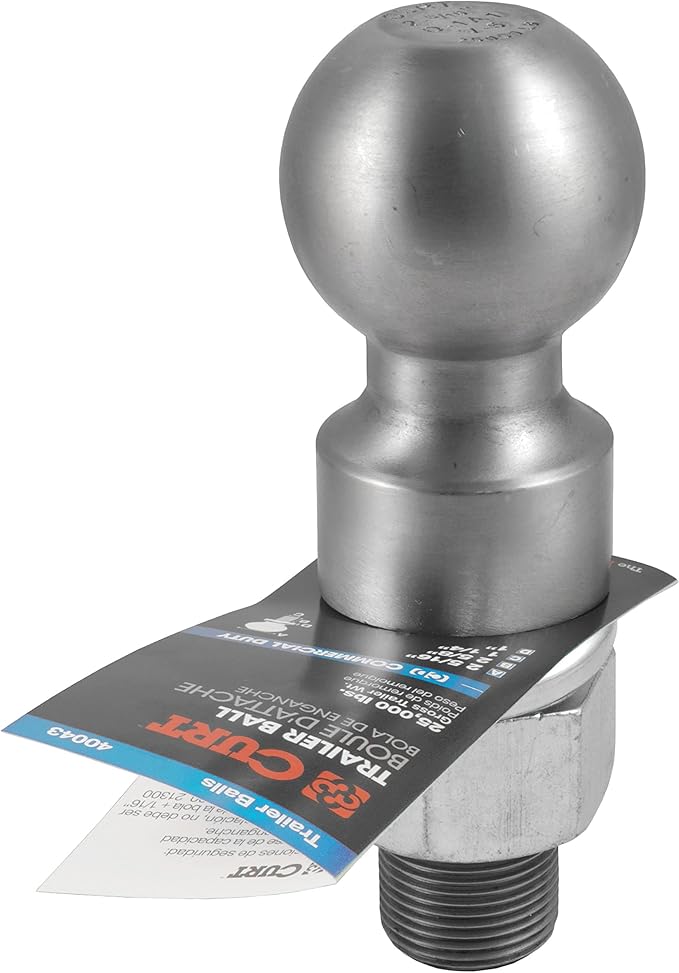 CURT 40086 Raw Steel Trailer Hitch Ball, 25,000 lbs, 2-5/16-Inch Diameter, 1-1/4 x 2-5/8-Inch Shank