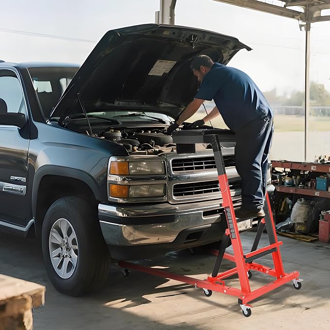 Top Automotive Creeper,Engine Topside Creeper with Adjustable Height 49.21 in to 68.89 in, 400 LBS Capacity High Topside Creeper,6 Swivel Caster Wheels, Heavy Duty Foldable Garage Creepers for Auto
