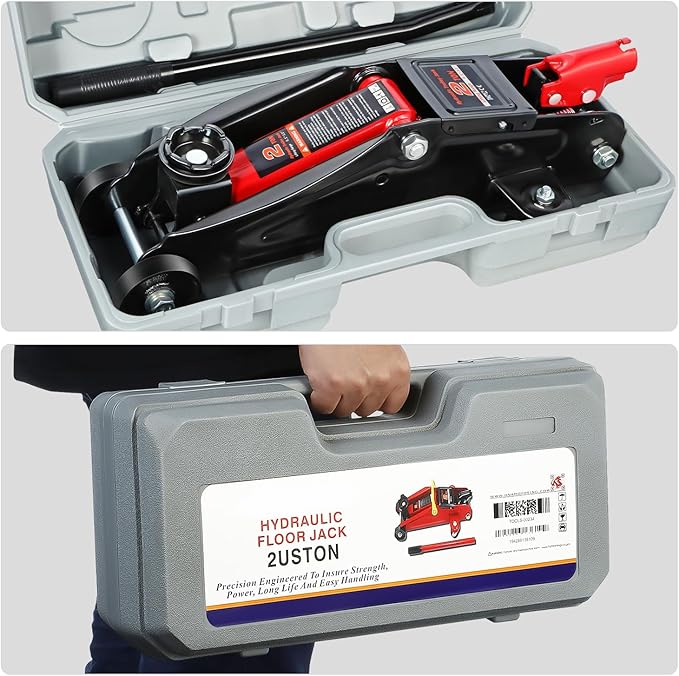 PM PERFORMOTOR Low Profile Hydraulic Trolley Service/Floor Jack, 2 Ton (4000 lbs) Capacity, Lifting Range 5.1"-13",Black,PM-TOL-FJ20-BK