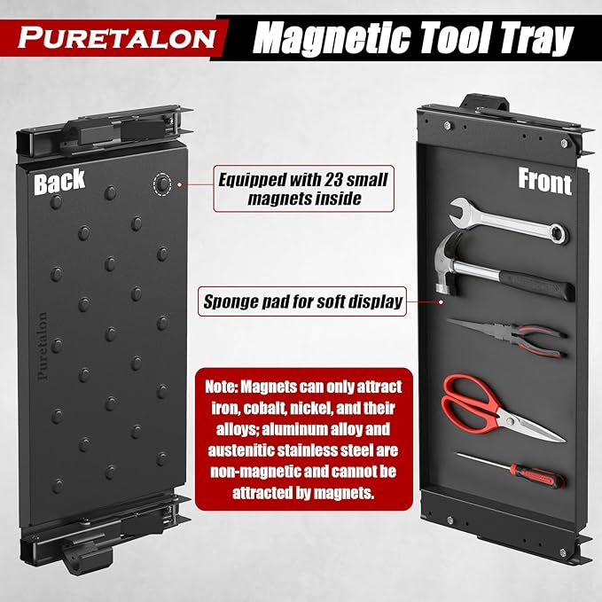 Pre-Installed Magnetic Folding Table Compatible with Milwaukee Packout Toolbox, Side Storage Tray Metal Foldable Storage Bracket for Milwaukee Packout Toolbox Accessory