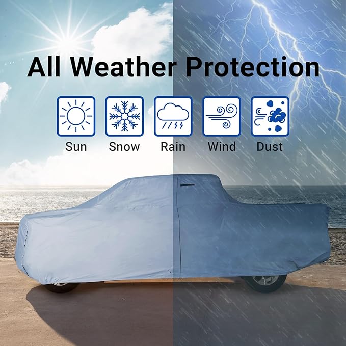 iCarCover 30-Layer Premium Truck Car Cover Waterproof All Weather | Rain Snow UV Sun Protection Full Car Covers | Dodge Ram 1500, 2500, 3500, Mega cab 6'4" Standard Bed, Size T89 (See Size Chart)