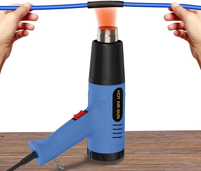 Digital Display Heat Gun, Temperature Setting 212 ℉~1202 ℉ (100 ℃ and 650 ℃), Fast heating tool Hot Air Gun, With four nozzles and Overload protection, Used for vinyl wrapping and shrink tubing