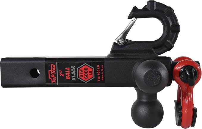 TOPTOW Trailer Hitch Tri-Ball Hitch Mount w/Matte Black Triple Hitch Balls 1-7/8-inch, 2-inch, 2-5/16-inch, Multi-fit for 2 inch Trailer Hitch Receiver