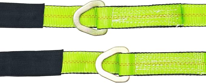 Mytee Products V-Bridle Strap 2" x 4' w/Snap Hooks w/Cordura Sleeve and Axle Straps, D Ring Middle, for Car Hauler, Rollback, Flat Bed, Tow Truck, Wreck & Recovery