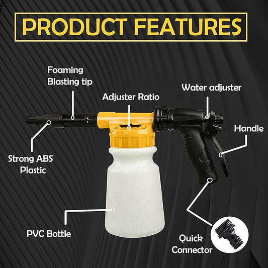Foam Cannon for Garden Hose,Adjustment Ratio Dial Foam Gun,Car Wash Soap Spray Foamer Yellow