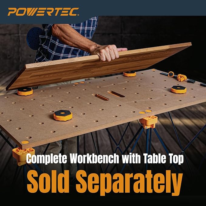 POWERTEC Arachni Flex Portable Workbench 4x4ft Collapsible Workstand - Heavy Duty Folding Work Table Base, 3500 lbs Capacity 36 Inch Work Height, No Assembly Mobile Work Station w/Carry Strap (71927)