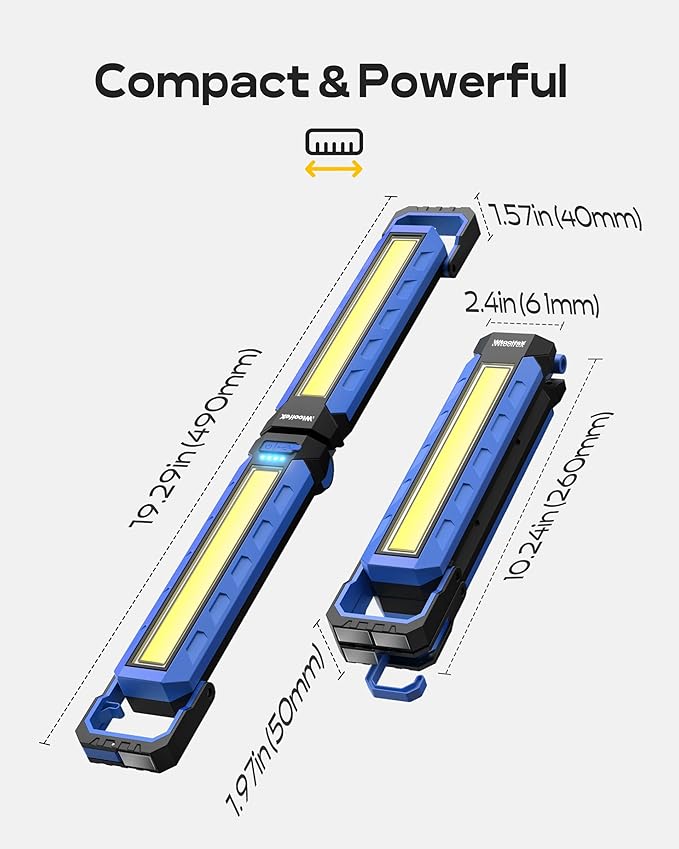 Mechanics Work Light, Under Hood Working Light Bar with Magnetic, 5600AH 3600LM Portable Cordless Work Light for Mechanic, Job Site Lighting for Underhood/Mechanic/Car Repairing/Garage -Blue