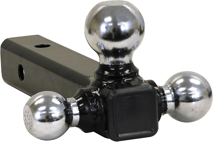 Buyers Products 1802205 Tri-Ball Hitch, Solid Shank with Chrome Welded Hitch Balls, 2" Receiver Trailer Hitch, Black Powdercoat Finish, Towing Accessories for Trucks and Trailers