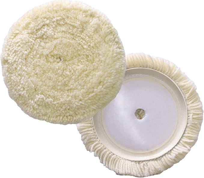 7" Wool Buffing Pad Kit 2PCS 100% Polishing Wool Pads Kit Low Linting Wool Pad, Used for Rotary and Random Orbit Sander/Polisher Buffing Equipment Buffing Pad Cleaner