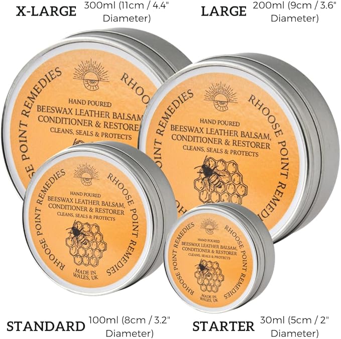 Beeswax Leather Conditioner Restorer & Polish - Hand Poured British Beeswax Balsam CLEANS SEALS and PROTECTS Handcrafted in Wales UK Rich Natural Leather Conditioner and Leather Restorer 3.50 Fl Oz