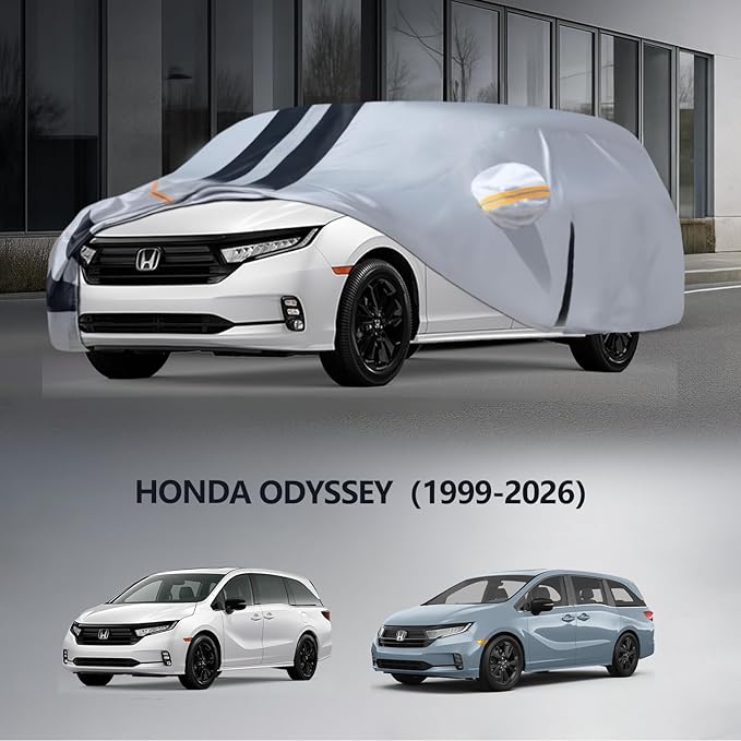 Multi-Layer Car Cover Custom Fit for Honda Odyssey(1995-2026), 100% Waterproof All Weather for Automobiles, Gift with Towel, Heavy Duty Car Covers for Rain Sun UV Protection with Door Zipper