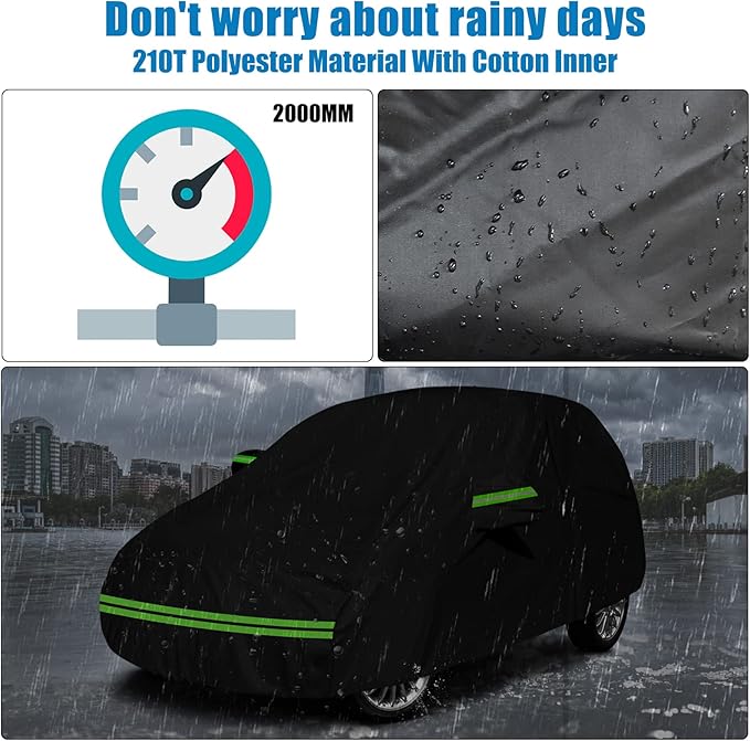 Waterproof Car Cover Replace for 2001-2010 Chrysler PT Cruiser, 6 Layers All Weather Car Covers with Zipper Door & Windproof Bands for Snow Rain Dust Hail Protection (PT Cruiser)