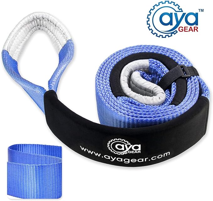 Recovery Tow Straps 3" x 8' |Tree Saver Winch Strap|Heavy Duty 35,000lbs Break Strength |Triple Reinforced Loop End | Use for Emergency 4x4 Towing or Recovery Tow Rope
