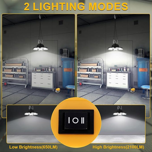 Cordless LED Work Light Compatible with DeWalt 20V Battery, 65W 6500LM Flood and Ceiling Pendant Light with USB & Type-C Charging Port, 5+1 Deformable Panels for Garage, Workbench, Job Site, Camping
