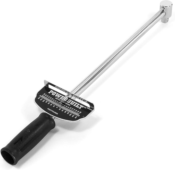 Powerbuilt 1/2-Inch Drive Needle Torque Wrench, Beam Torque Wrench 0-140 Foot/Pounds and 0-20 Meter/Kilograms, High Visibility Markings for Easy Readings - 644044