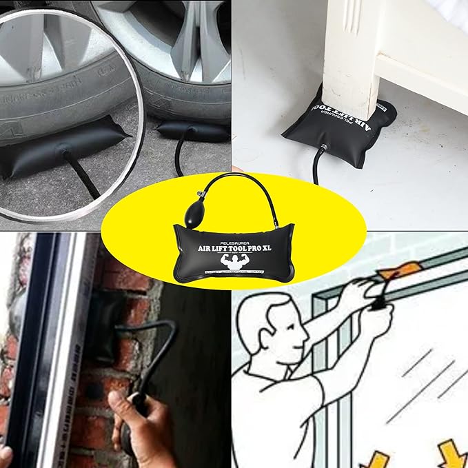 Air Wedge Bag 2pcs, Inflatable Air Shim with Pry Bars, Commercial Grade Air Wedge Pump Kit