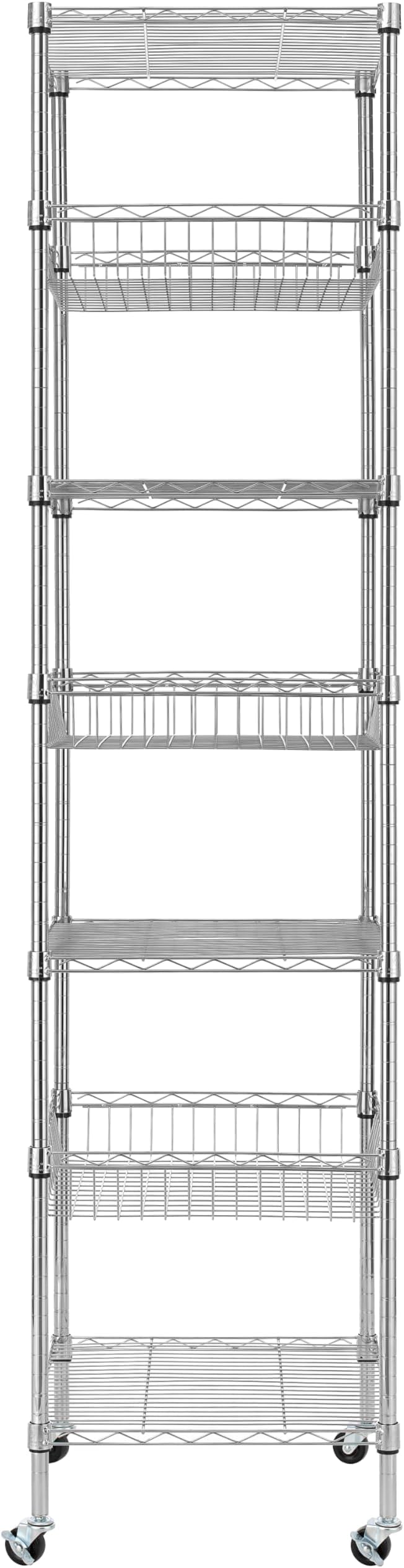 Finnhomy Heavy Duty 7 Tier Wire Shelving Unit with Wheels 18x18x78.8-inches 7 Shelves Metal Storage Rack Thicken Steel Tube, Adjustable Shelving Rack for Kitchen Bathroom Office, NSF Certified, Chrome