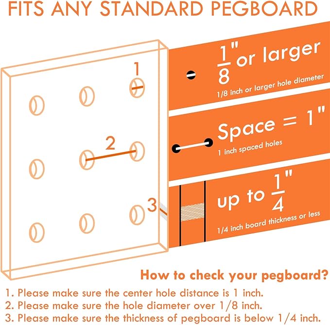 G.CORE Large Pegboard Cups Peg Board Storage Bin 6 Pack with Hooks, Square Box Shape Pegboard Cup Holder Accessories for Garage Workbench/Craft Room/Office/Playroom/Home Kitchen Organization (Blue)