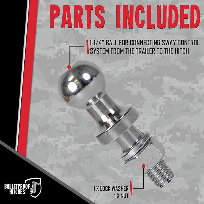 BulletProof Hitches - 1-1/4" Hitch-Mounted Sway Control Ball - Replacement Ball for Mounting Sway Control System - Solid Steel, Corrosion-Resistant