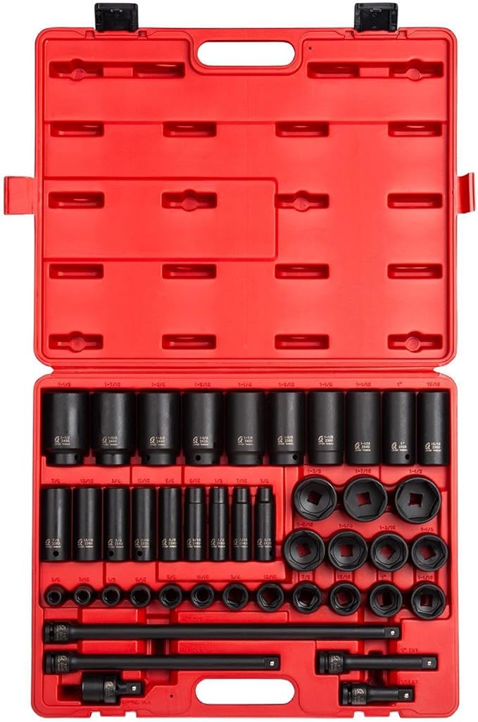 43PC 1/2" DR AE IMP SOCKET SET, Black