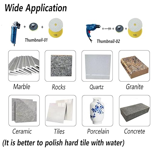 7 Inch Dry Diamond Polishing Pads, 11PCS Wet/Dry Granite Stone Buffing Pad Kit for Marble Concrete Quartz Tiles - High Temperature Resistance Sand Disc for Drill Grinder Polisher