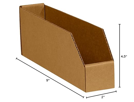 Box USA BBINBIN29K Open Top Bin Boxes, 2" x 9" x 4-1/2", Kraft (Pack of 25)