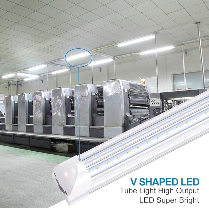 8FT LED Shop Light Fixture,Integrate T8 Linkable Shop Lights,Plug and Play,100W 6000K,Fluorescent Tube Lamp Replacements for Garage Warehouse,Factory, Workshop(12-Pack)