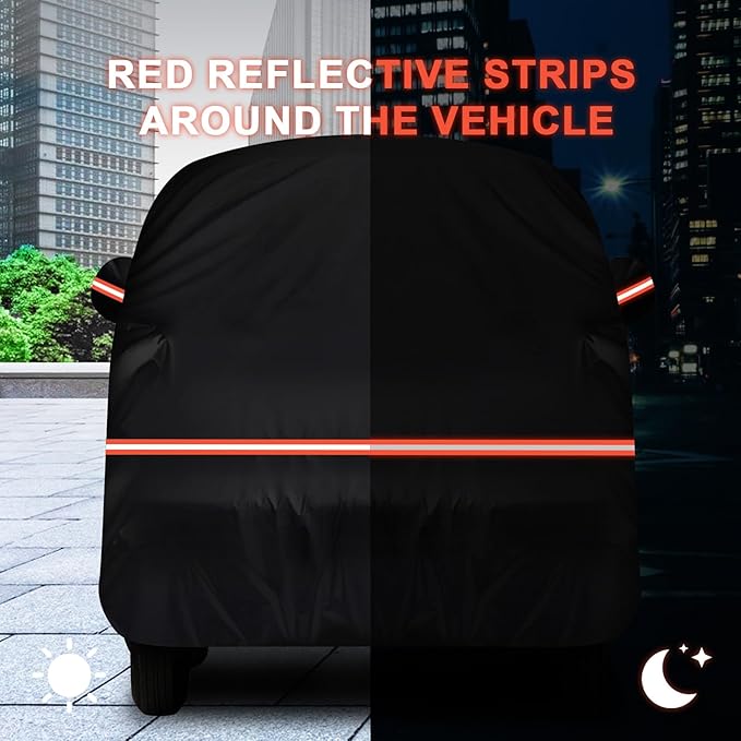 QUNSUNUS Waterproof Car Cover for VW Bus T1 T2 T3 1950-1992, Outdoor Car Covers with Zipper, All Weather Full Exterior Cover with Straps for Wind, Sun, UV and Dust Protection