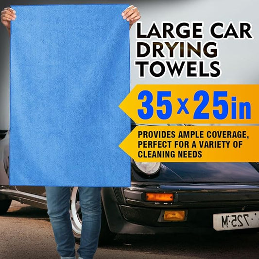 HOMEXCEL Car Drying Towels, 2 Pack Professional Microfiber Towels for Cars, Scratch-Free, Highly Absorbent Drying Towel for Cars, SUVs, RVs, Trucks, and Boats, 31 x 24 inch, Blue