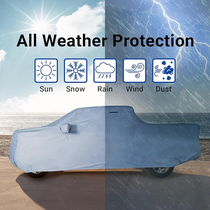 iCarCover Premium Truck Cover for 2006-2026 Honda Ridgeline Crew Cab, 5.3 ft. Short Bed Heavy Duty Waterproof All Weather Automobiles Custom Fit Exterior UV Snow Rain Protection (Stripe - Gray/Black)