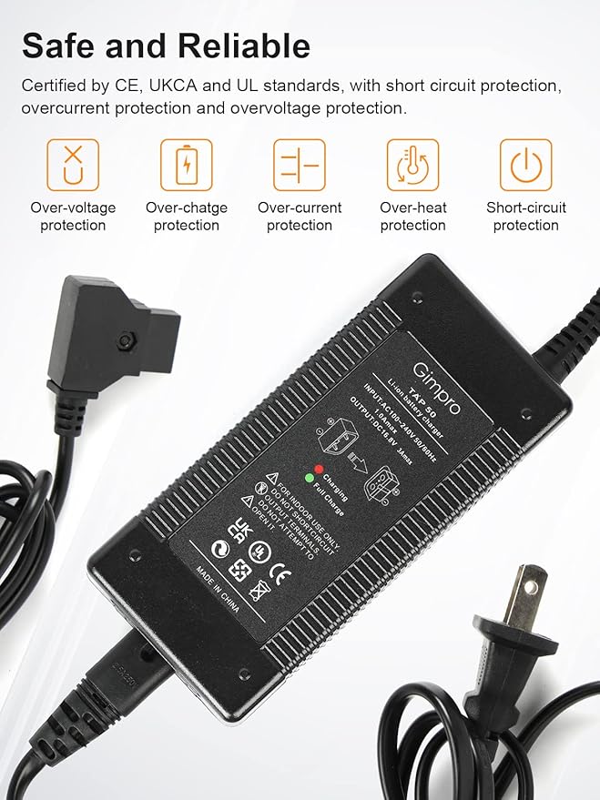 V-Mount Battery Charger D-tap, Moman Gimpro D-tap Charger DC 16.8V 3A max Output Fast Charge with HVR-S270C PMW-EX330K PMW-EX330L, Charger-V-Mount-Battery-Moman