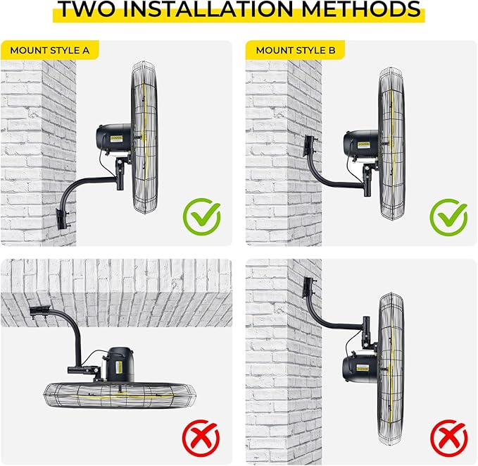 FUGOO 20'' Outdoor Quiet Remote Control Oscillating Wall Mount Fan,All Sealed BLDC Motor,4 Speed Waterproof Outdoor Fan With Remote, Heavy Duty Industrial Wall Fans for House,Patios,Garage,Warehouse