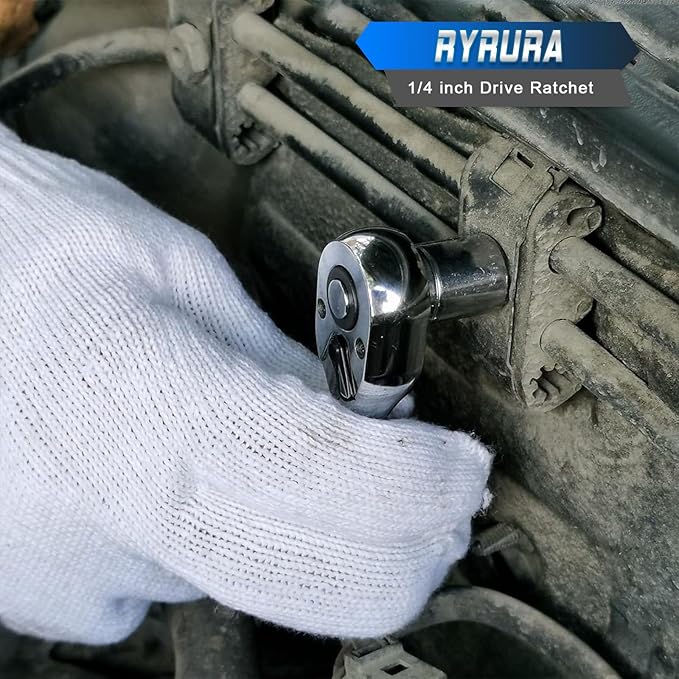 1/4 Inch Drive Stubby Ratchet Mini Ratchet Wrench,1/4 Socket Wrench, 72-Tooth Quick-Releaseļ¼Reversible,Chrome Vanadium Alloy Steel for Durability