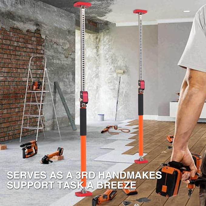 MOETER Adjustable Support Pole, 2 Pack Cabinet Jack Support Pole, 23.6 to 39.4 Inches 3rd Hand Support System, Premium Steel Cabinet Lift Jack, 132 LB Capacity for Cabinet, Cargo Bars, Drywall