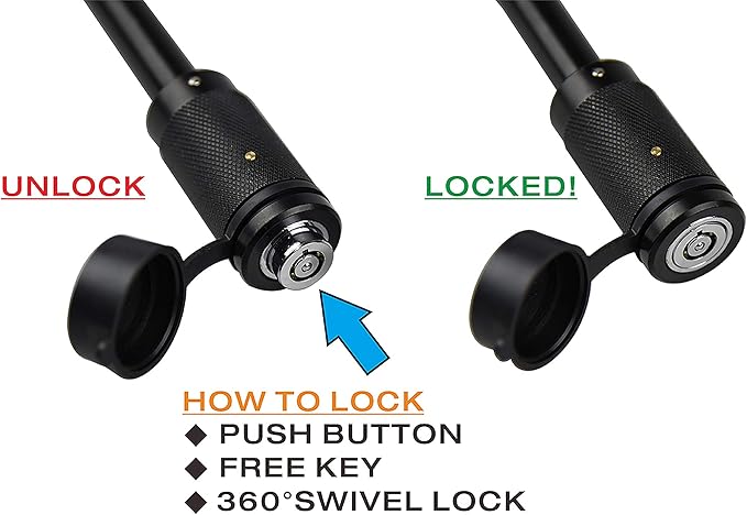 TOPTOW 63520 Trailer Hitch Lock, 5/8-inch Locking Pin Dia, 3-1/2-inch Span, Fits for Class 3, 4, 5 Hitch Receivers, Round Keys